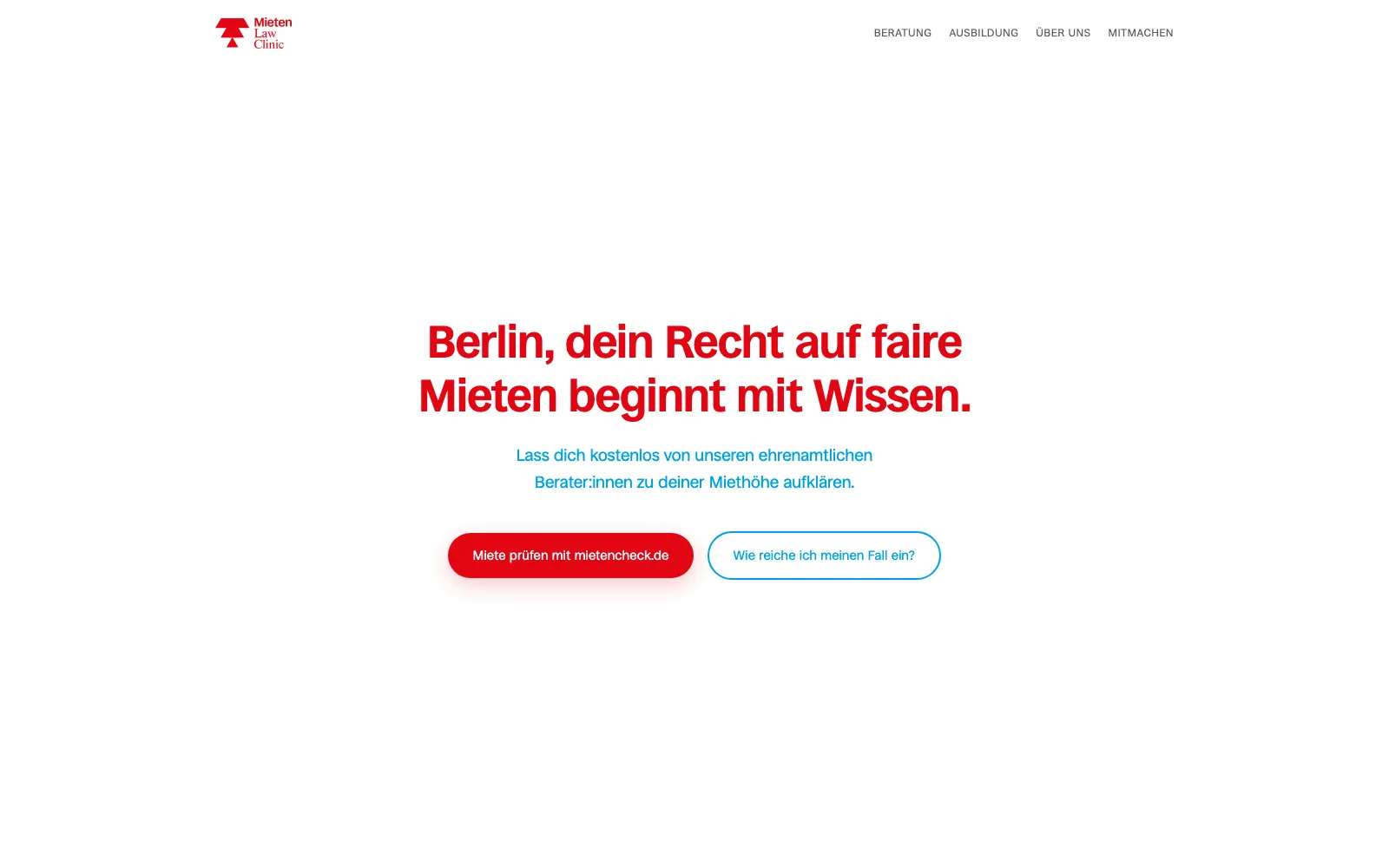 Mieten Law Clinic - Startseite von mietenlawclinic.de